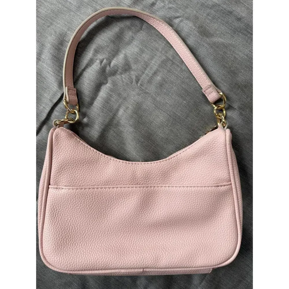 Nanette Lepore Pink & Gold Faux Zip Close Leather Compact Shoulder Bag - Picture 2 of 8
